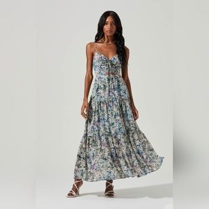 NWT Astr The Label Brandy Floral Cinched Front Cutout Strappy Maxi Dress Size S